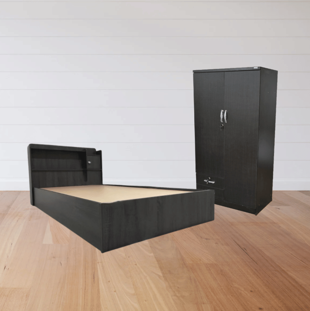ชุดห้องนอน + ที่นอน PVC 3.5 ฟุต WISDOM DESIGN FURNITURE รุ่น 2 ชิ้น 80 ซม. สีโอ๊ค